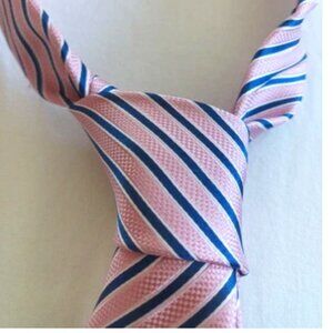 COUNTESS MARA Men's 100% Silk Necktie Designer Striped Pink Blue White Tie NEW